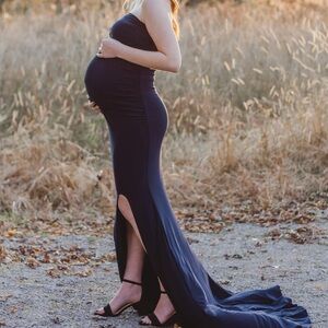 Club L London Navy One Shoulder Gown